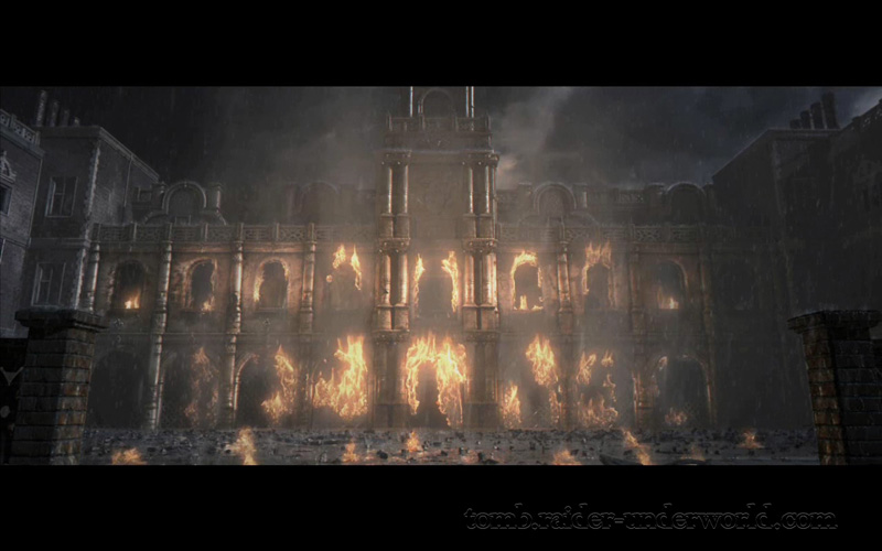 Tomb Raider Underworld Prologue walkthrough burning house screenshot
