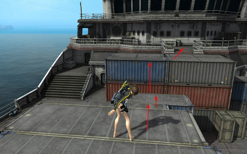 Tomb Raider Underworld walkthrough Mediteranean Sea - God of Thunder containers path screenshot