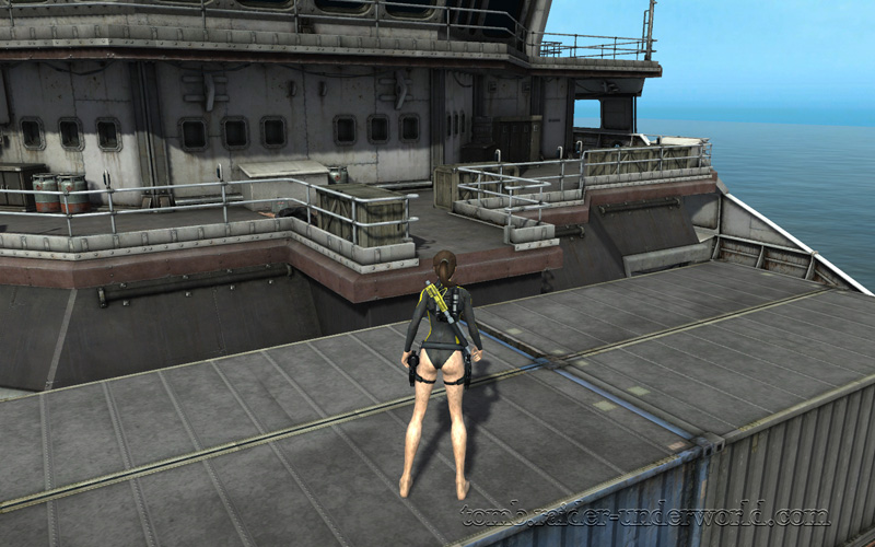 Tomb Raider Underworld walkthrough Mediteranean Sea - God of Thunder containers climb screenshot