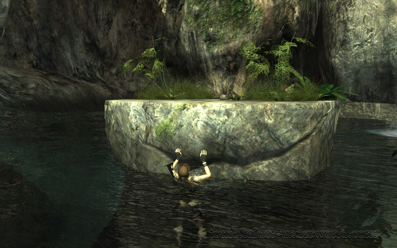 Tomb Raider Underworld walkthrough Coastal Thailand - Remnants Lara rock screenshot