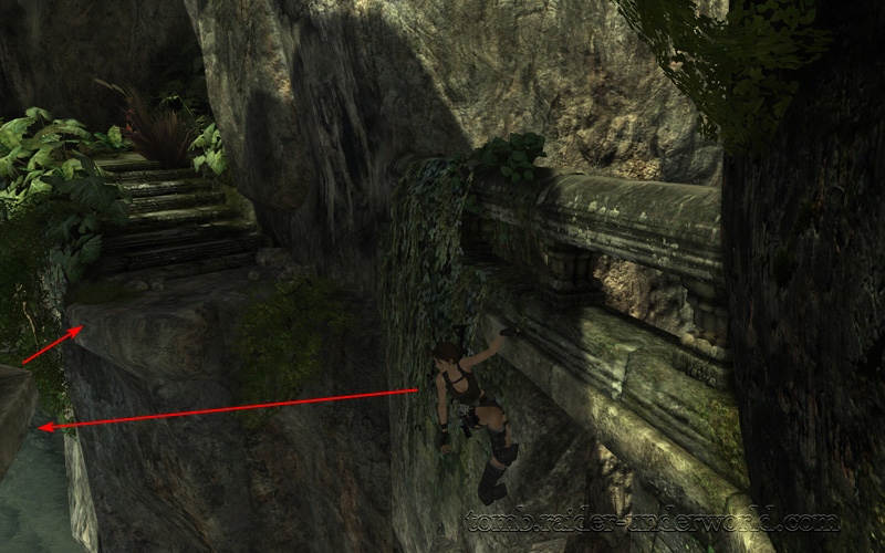 Tomb Raider Underworld walkthrough Coastal Thailand - Remnants Lara ledge grab screenshot
