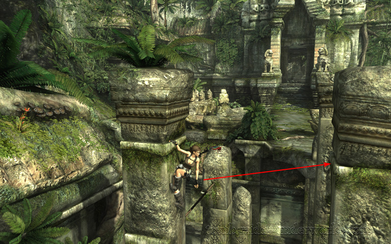 Tomb Raider Underworld walkthrough Coastal Thailand - Remnants pillar ledge screenshot