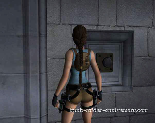 Tomb Raider Anniversary - Croft Mansion - Push the button to open the door