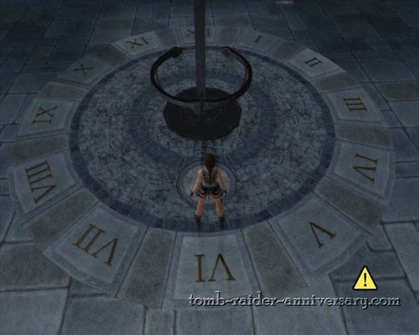 Tomb Raider Anniversary - Croft Mansion - On the giant clock in the middle, use the giant arrow you found earlier
