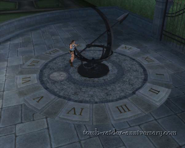 Tomb Raider Anniversary - Croft Mansion - the Sundial Gnomon is in place